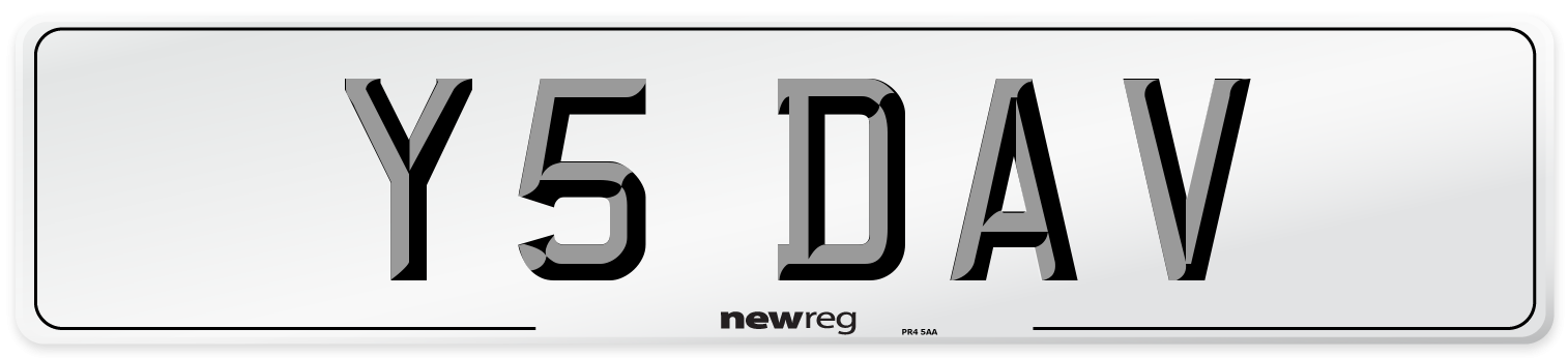 Y5 DAV Number Plate from New Reg